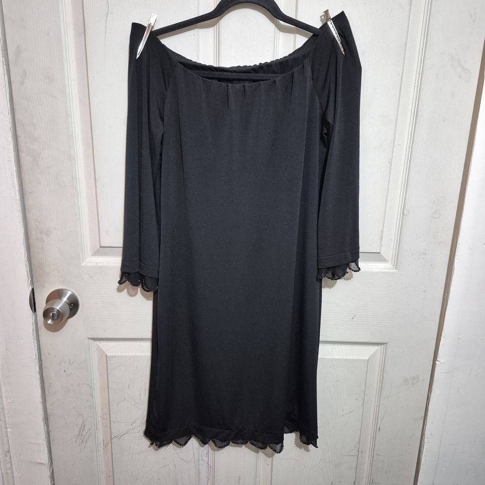 Lily Black Off-Shoulder Dress with Lace